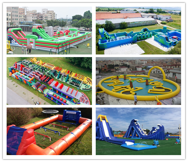 Parc gonflable de trempoline de glissière d'intérieur orange d'OEM avec l'obstacle