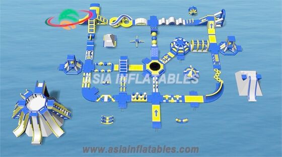 Flottant le parc bleu d'île de l'eau de 50 x de 40M Water Park Inflatable